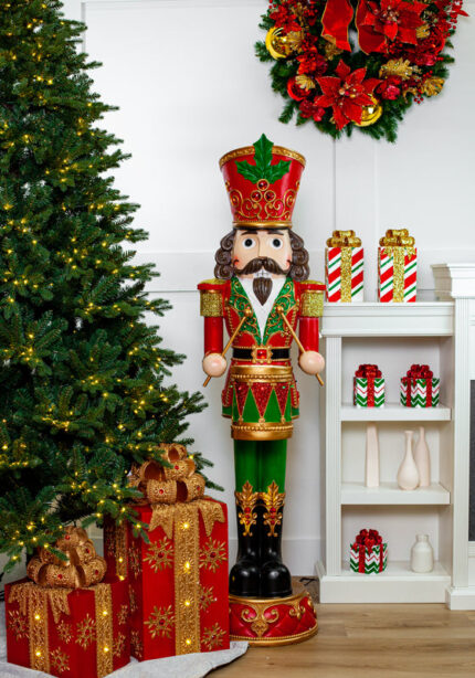 5 FT Red & Green Multi LED Nutcracker With Music